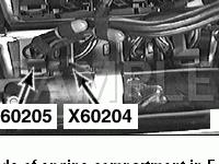 Rear RH Side of Engine Compartment in E-Box Diagram for 1999 BMW 750IL  5.4 V12 GAS