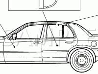 Glass, Frames and Mechanisms Diagram for 2002 Ford Crown Victoria  4.6 V8 GAS