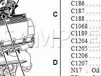 Engine Component Location Views Diagram for 2003 Ford Excursion  6.8 V10 GAS