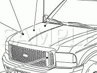 Exterior Component Locations Diagram for 2003 Ford F-250 Super Duty Pickup  6.0 V8 DIESEL