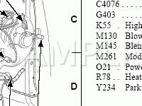 R/H C-Pillar Wiring Harness and Connectors Diagram for 2003 Ford F-250 Super Duty Pickup  6.8 V10 GAS