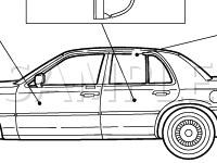 Window Components Diagram for 2003 Mercury Grand Marquis  4.6 V8 GAS