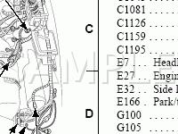 Engine Compartment Wiring Harness and Connectors Diagram for 2005 Ford F-250 Super Duty Pickup  6.8 V10 GAS