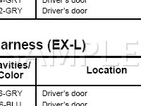 Driver's Door Wire Harness Diagram for 2001 Honda Odyssey Cargo 3.5 V6 GAS