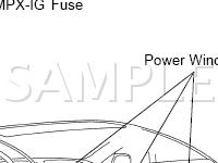 Power Window Control System Components Diagram for 2001 Lexus LS430  4.3 V8 GAS