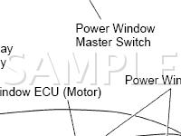 Power Window Control System Components Diagram for 2003 Lexus ES300  3.0 V6 GAS