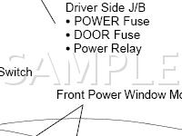Power Window Control Components Diagram for 2002 Toyota RAV4  2.0 L4 GAS