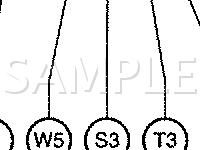 I/P Connector Locations, J2 Through W5 Diagram for 1999 Toyota Sienna  3.0 V6 GAS